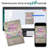 Baby shower invitation design on a computer screen, phone, and paper with text 'Personalize with our new editor'.